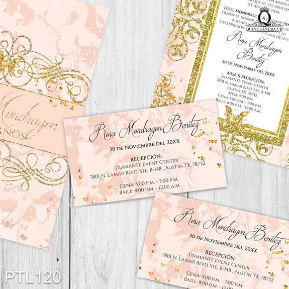 Invitaciones de Quinceañera de Glamuroso ornamentos  PTL120 - PTL120
