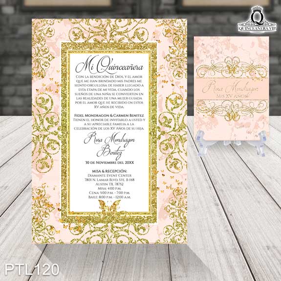 Invitaciones de Quinceañera de Glamuroso ornamentos  PTL120 - PTL120