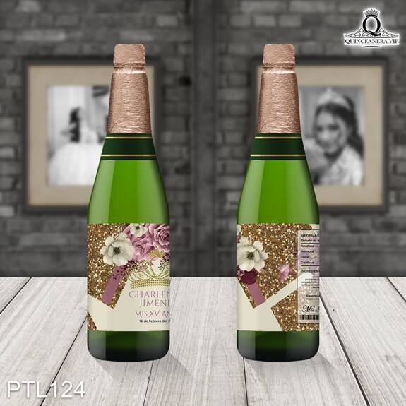 Invitaciones de 15 Años Coronas Flores Brillantina PTL124