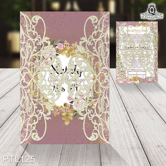 Invitaciones de Quinceañera de Glamuroso Rosas PTL125 - PTL125