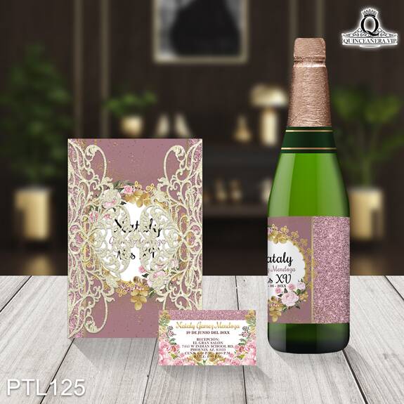 Invitaciones de Quinceañera de Glamuroso Rosas PTL125 - PTL125