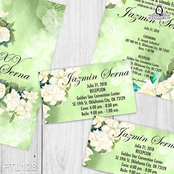 Invitaciones de Quinceañera de Flores jazmines PTL128 - PTL128