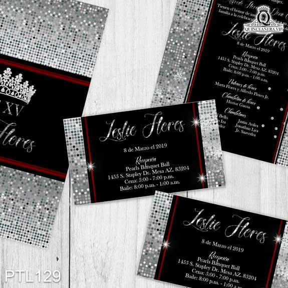 Invitaciones de Quinceañera de Glamuroso Coronas PTL129 - PTL129