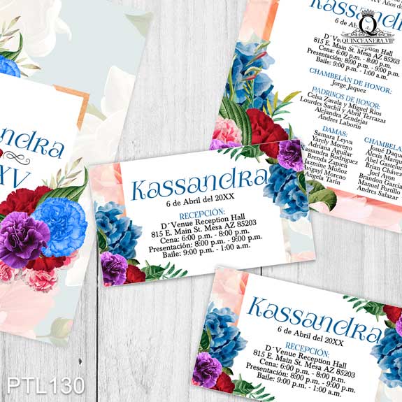 Invitaciones de Quinceañera de Flores claveles PTL130 - PTL130