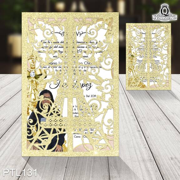 Invitaciones de 15 Años de Torre de Paris Diamantes PTL131