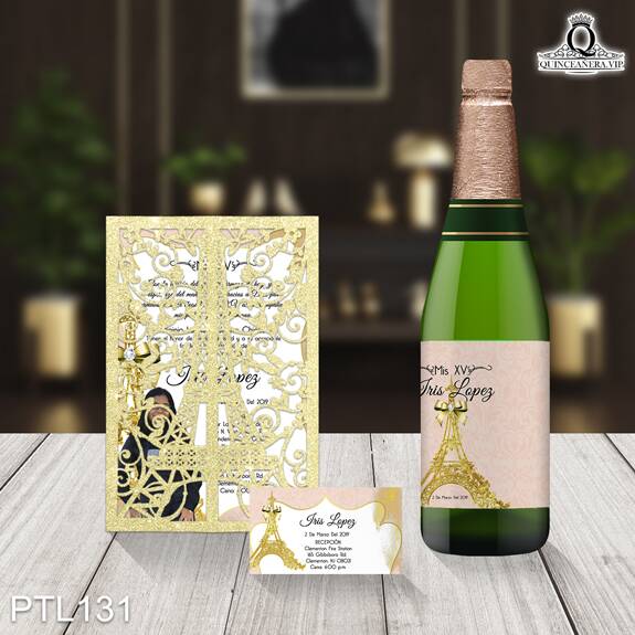 Invitaciones de 15 Años de Torre de Paris Diamantes PTL131