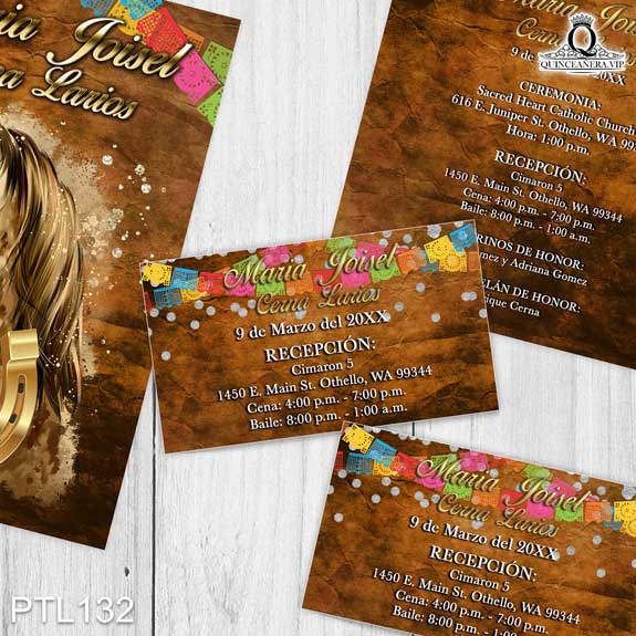 Invitaciones de Quinceañera de Caballos Herraduras PTL132 - PTL132
