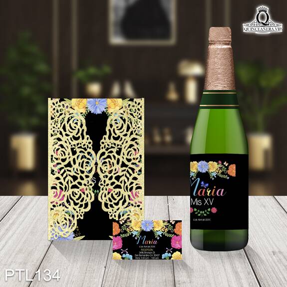 Invitaciones de Quinceañera de Flores Colores Mexicanos PTL134 - PTL134