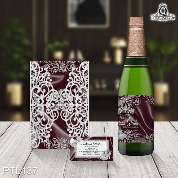 Invitaciones de 15 Años de Coronas Brillantina PTL137