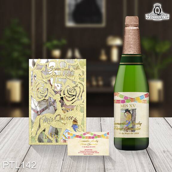 Invitaciones de Quinceañera de Vaquero papel picado PTL142 - PTL142