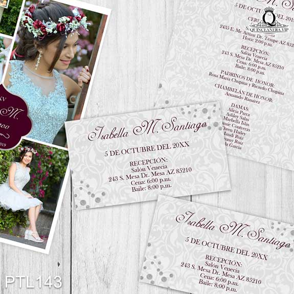 Invitaciones de Quinceañera de Glamuroso diamantes PTL143 - PTL143