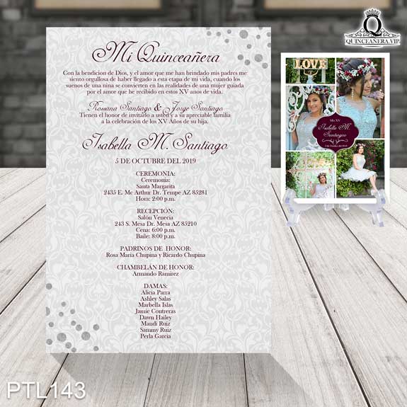 Invitaciones de Quinceañera de Glamuroso diamantes PTL143 - PTL143