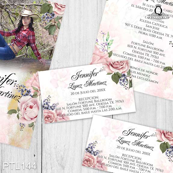 Invitaciones de Quinceañera de Bouquet Floral PTL144 - PTL144