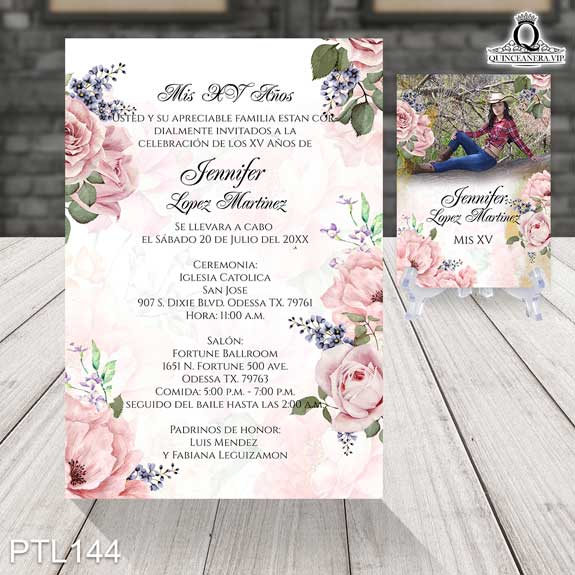 Invitaciones de Quinceañera de Bouquet Floral PTL144 - PTL144
