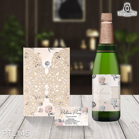 Invitaciones de Quinceañera de Flores Glitter PTL145 - PTL145