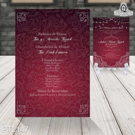 Invitaciones de 15 Años de Vintage damask PTL147