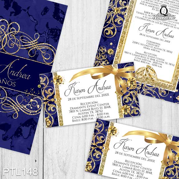 Invitaciones de Quinceañera de Glamuroso glitter PTL148 - PTL148