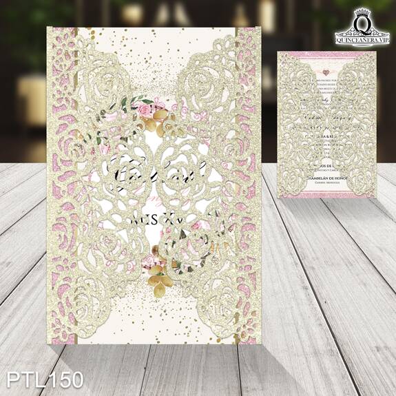 Invitaciones de Quinceañera de Glamuroso rosas PTL150 - PTL150