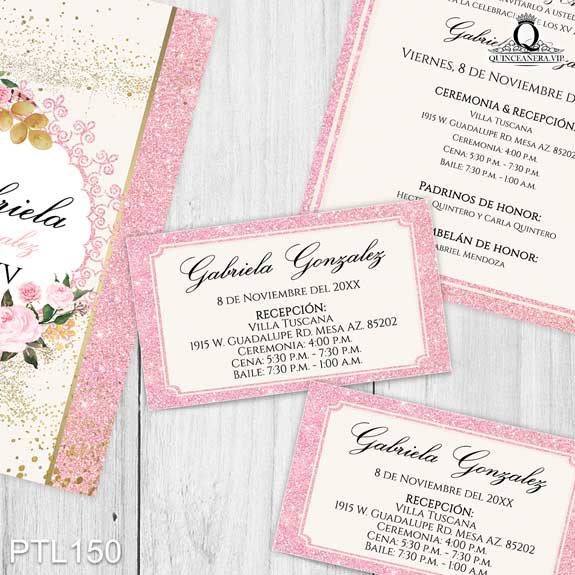 Invitaciones de Quinceañera de Glamuroso rosas PTL150 - PTL150