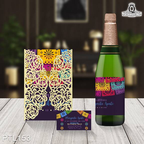 Invitaciones de 15 Años de Papel Picado Mexicano PTL153