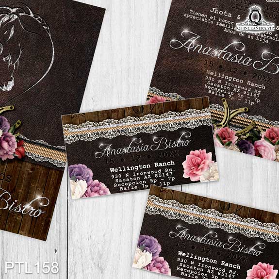 Invitaciones de Quinceañera de Vaquero herraduras PTL158 - PTL158