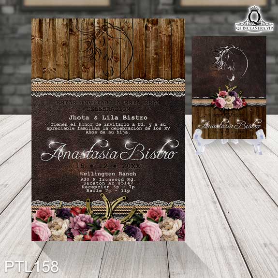 Invitaciones de Quinceañera de Vaquero herraduras PTL158 - PTL158