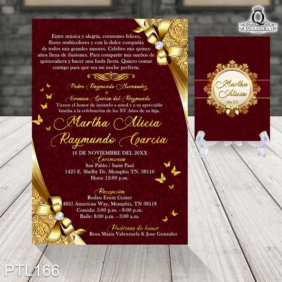 Invitaciones de Quinceañera de Glamuroso mariposas PTL166 - PTL166
