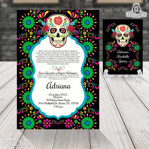 Invitaciones de 15 Años de Fiesta Mexicana calavera PTL170