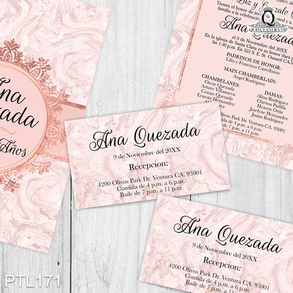 Invitaciones de Quinceañera de Glamuroso mármol PTL171 - PTL171
