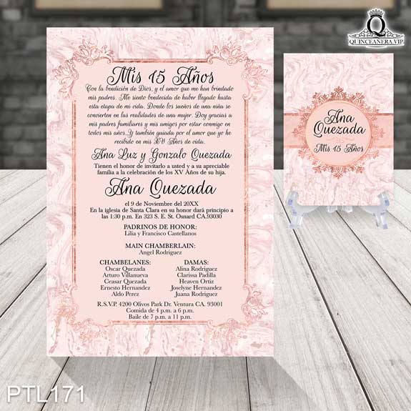 Invitaciones de Quinceañera de Glamuroso mármol PTL171 - PTL171