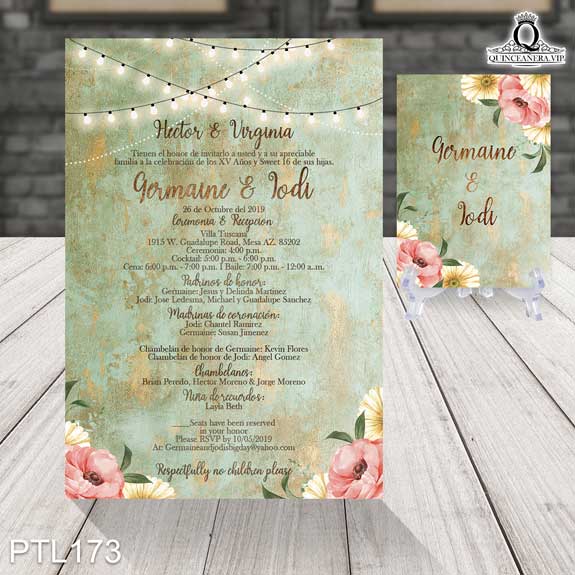 Invitaciones de 15 Años de Vintage flores PTL173