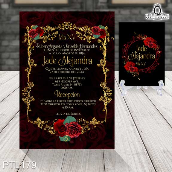 Invitaciones de Quinceañera de Flores rosas PTL179 - PTL179