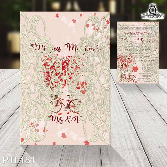 Invitaciones de 15 Años de Paris corazones PTL181