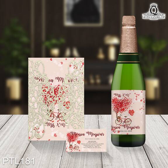 Invitaciones de 15 Años de Paris corazones PTL181