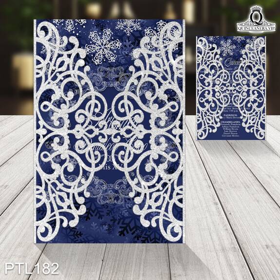 Invitaciones de 15 Años de Copos de Nieve Emblema PTL182