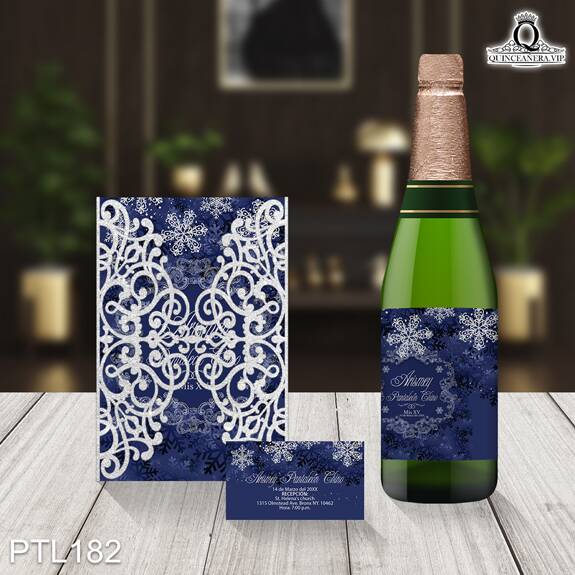 Invitaciones de 15 Años de Copos de Nieve Emblema PTL182