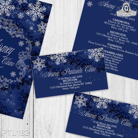 Invitaciones de 15 Años de Copos de Nieve Emblema PTL182