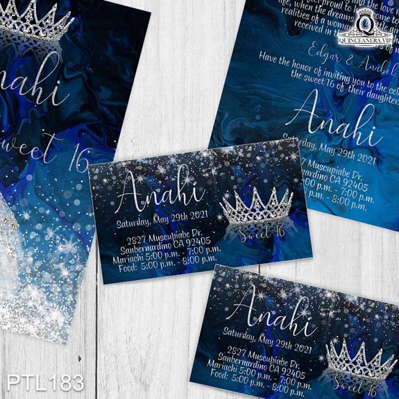 Invitaciones de 15 Años de Vestidos Coronas PTL183