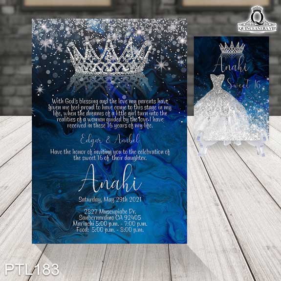 Invitaciones de 15 Años de Vestidos Coronas PTL183