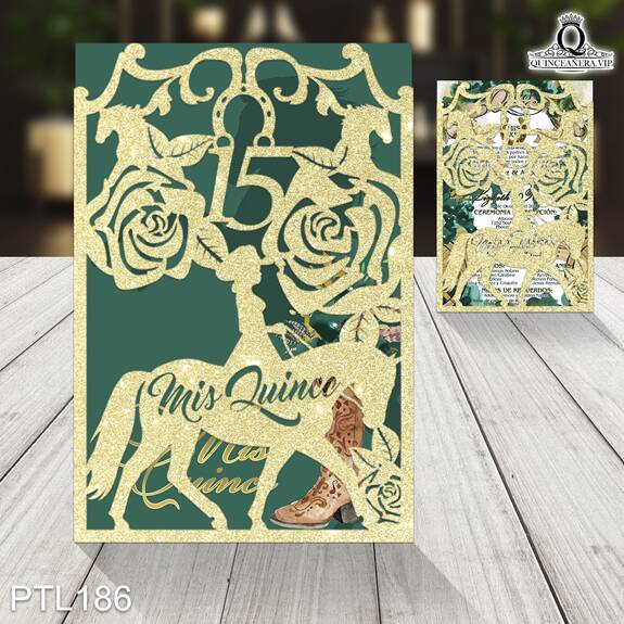 Invitaciones de Quinceañera de Caballos Herraduras PTL186 - PTL186