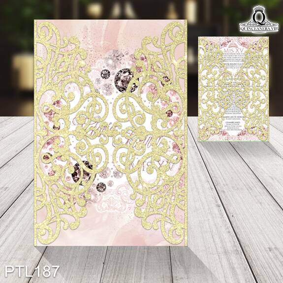 Invitaciones de Quinceañera de Glamuroso Flores PTL187 - PTL187