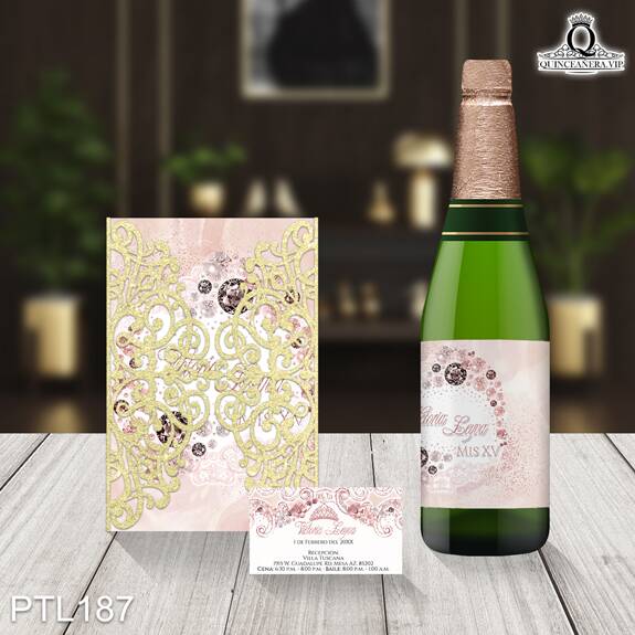 Invitaciones de Quinceañera de Glamuroso Flores PTL187 - PTL187