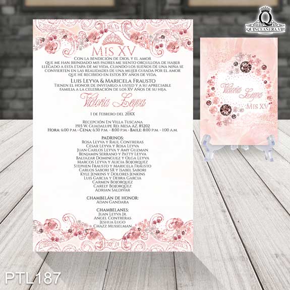 Invitaciones de Quinceañera de Glamuroso Flores PTL187 - PTL187
