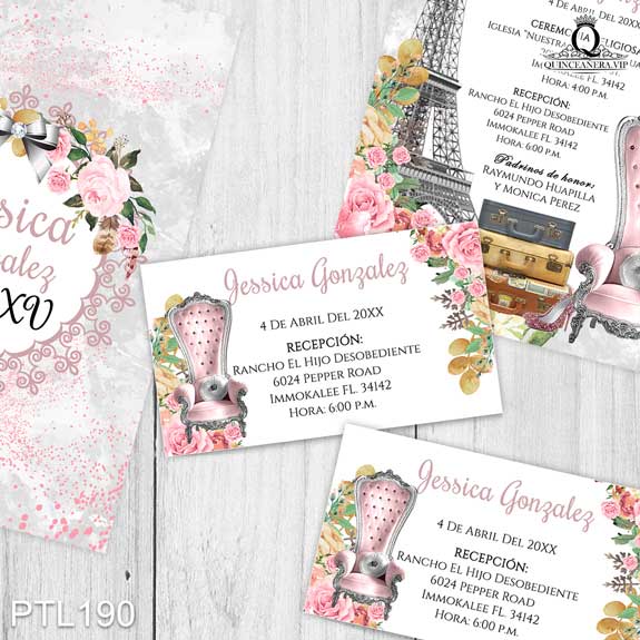Invitaciones de 15 Años de París Torre Eiffel PTL190