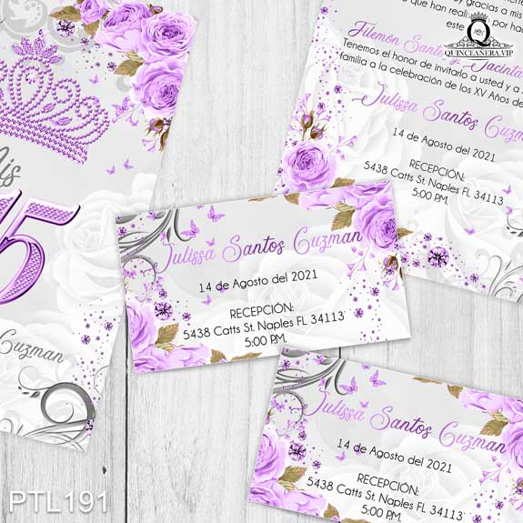 Invitaciones de Quinceañera de Coronas Diamantes PTL191 - PTL191