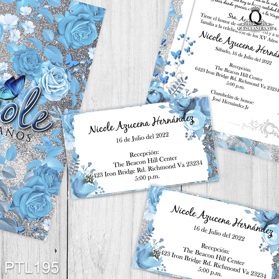 Invitaciones de Quinceañera de Flores Coronas Glitter PTL195 - PTL195