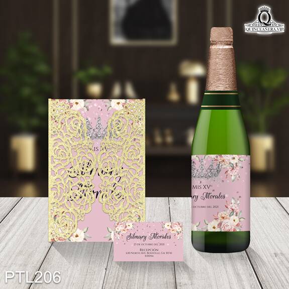 Invitaciones de Quinceañera de Flores Coronas PTL206 - PTL206