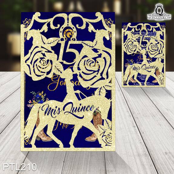 Invitaciones de Quinceañera de Vaquero flores PTL210 - PTL210