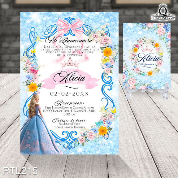 Invitaciones de Aurora la Bella Durmiente con Lazo - PTL215