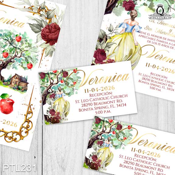 Invitaciones de 15 años de la Princesa Blanca Nieves - PTL231